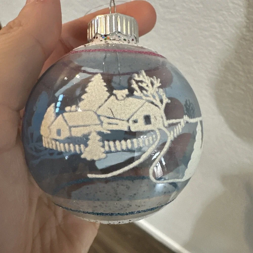 Christopher Radko Winter Sleigh Stencil Glass Shiny Brite Christmas Ornament